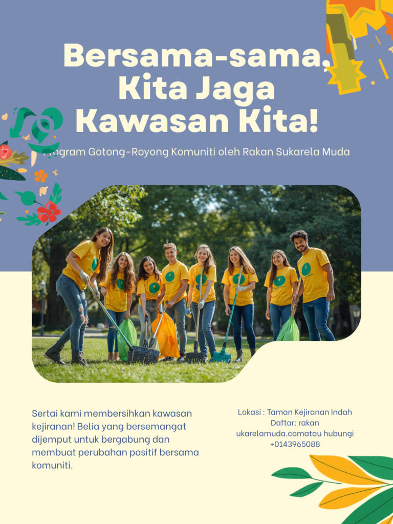 poster gotong royong komuniti rakan sukarela muda
